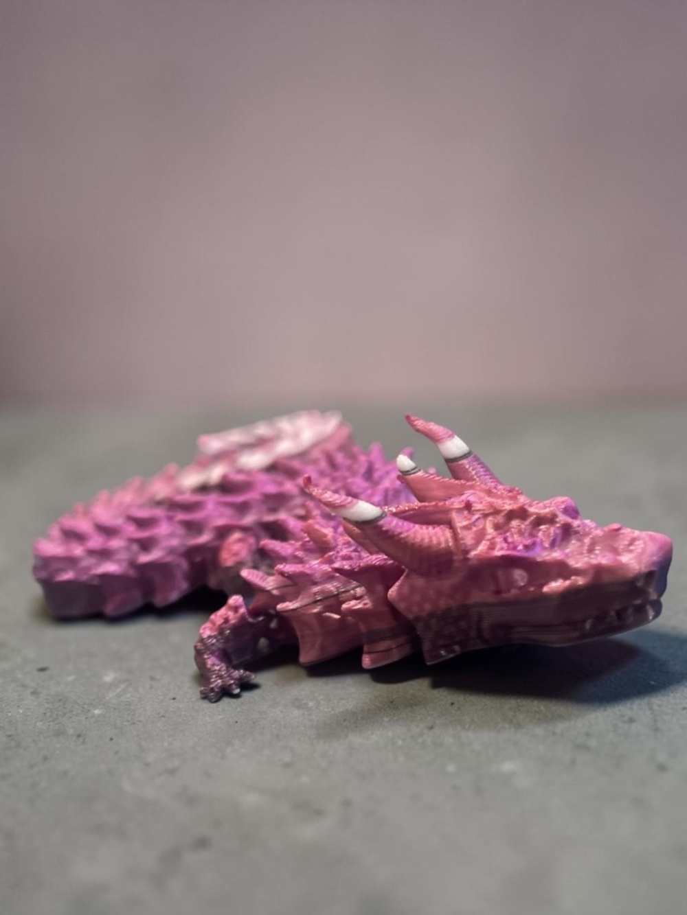 10” 3D Articulated Metallic Purple Pink and White Dragon - Picture 11 of 14